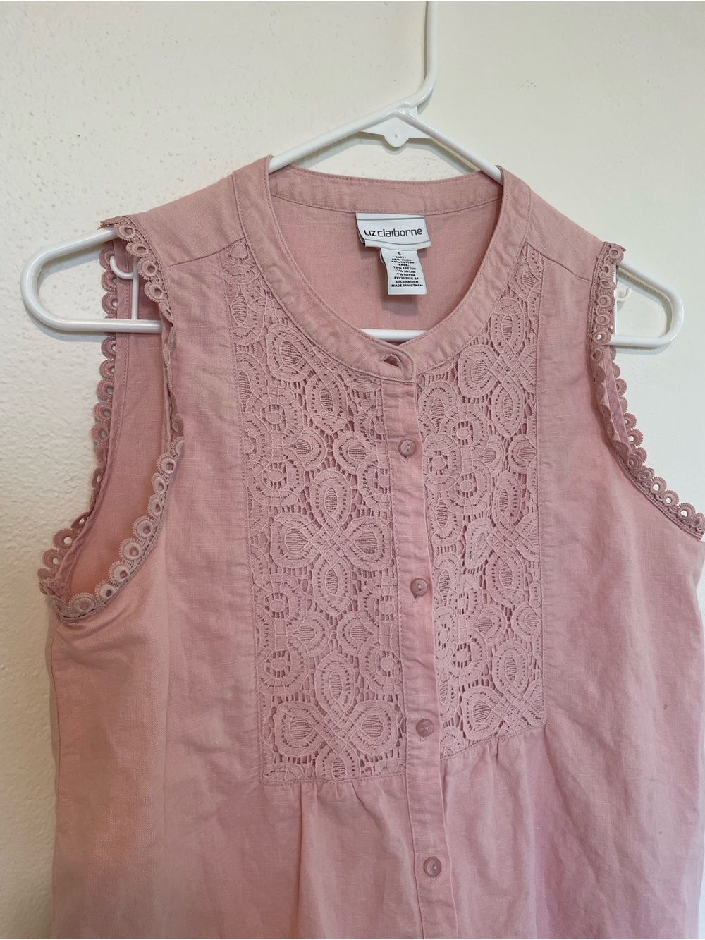 Liz Claiborne Pink Lace-Front Sleeveless Top - Picture 4 of 5